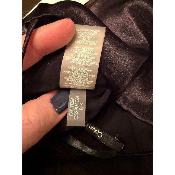 Calvin Klein Womens Slim Fit Camisole Black Satin Adjustable Tie Strap XXS NWT - Picture 7 of 8